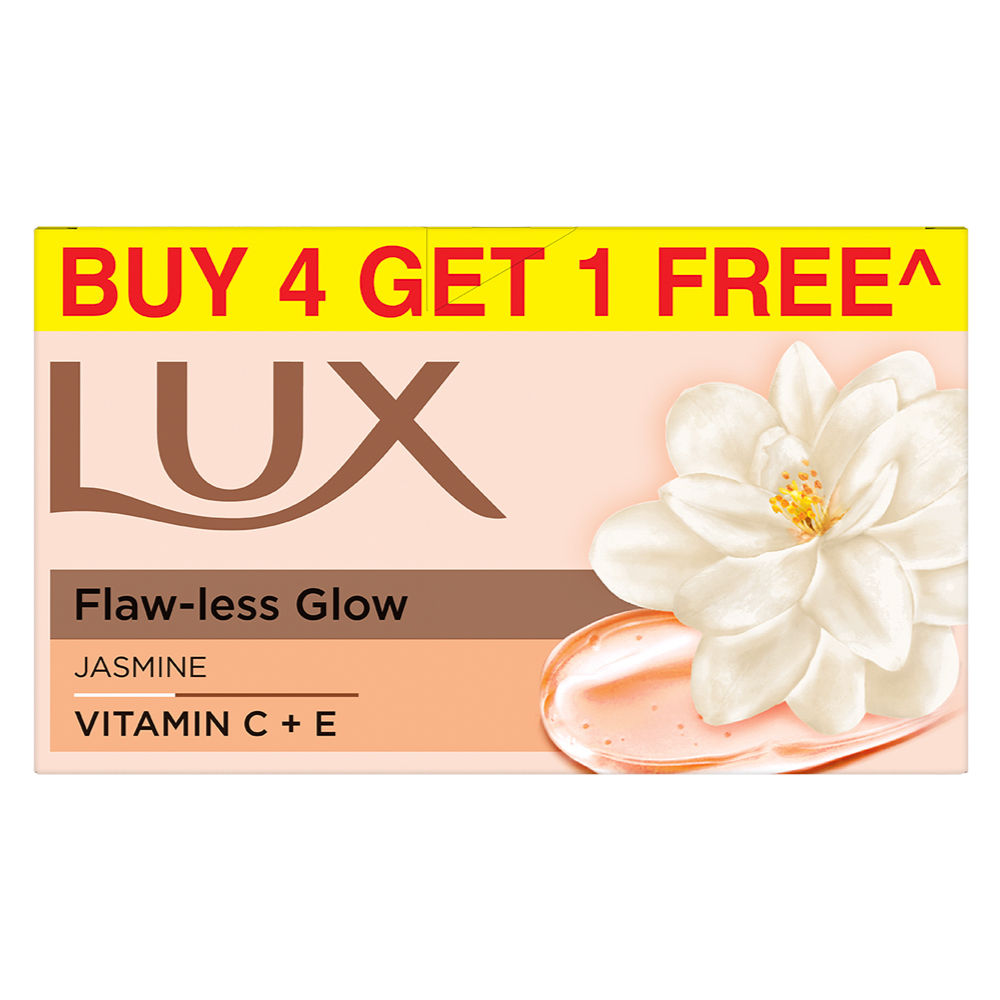 Lux Flaw-Less Glow Jasmine Bathing Soap Infused With Vitamin C & E - (Buy 4 Get 1 Free), 750g Buy at Indicrest