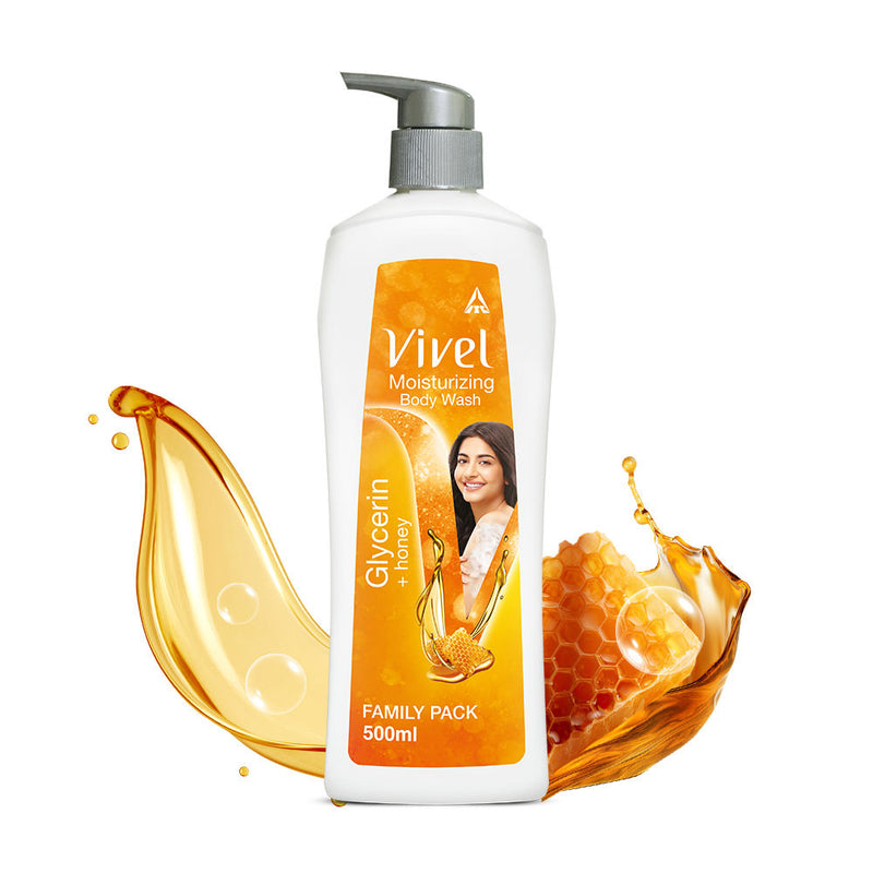Vivel Moisturizing Body Wash Glycerin & Honey Pump Bottle Shower Gel for Soft Glowing Skin, 500ml Buy at Indicrest