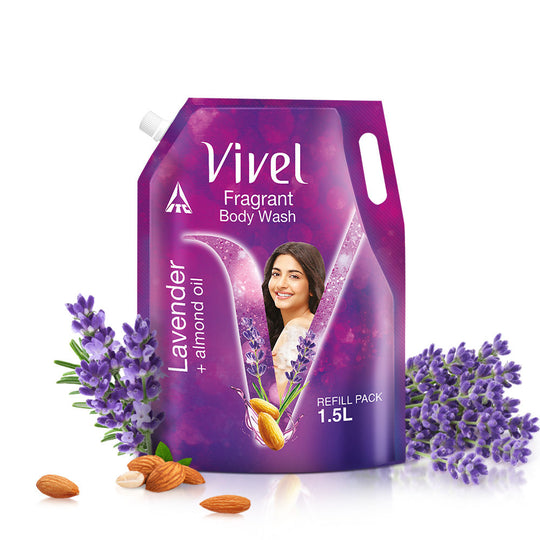 Vivel Fragrant Body Wash Lavender & Almond Oil Shower Gel Supersaver XL Refill Pouch, 1500ml Buy at Indicrest