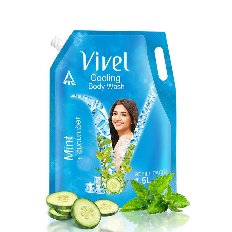 Vivel Cooling Body Wash Mint & Cucumber Moisturizing Shower Gel Supersaver XL Refill Pouch, 1500ml Buy at Indicrest