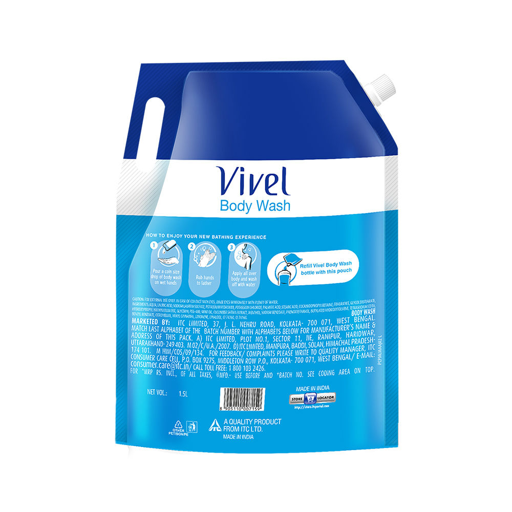 Vivel Cooling Body Wash Mint & Cucumber Moisturizing Shower Gel Supersaver XL Refill Pouch, 1500ml Buy at Indicrest Image 6