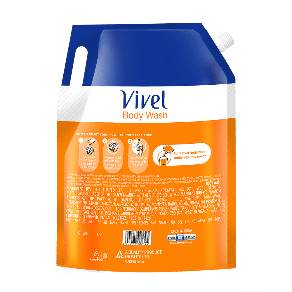 Vivel Moisturizing Body Wash Glycerin & Honey Shower Gel Supersaver XL Refill Pouch, 1500ml Buy at Indicrest Image 5