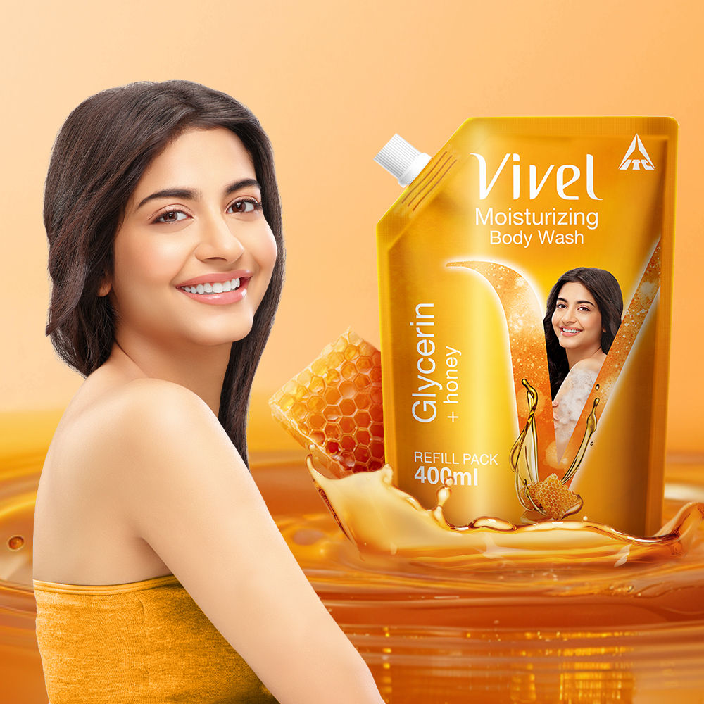 Vivel Moisturizing Bodywash Glycerin + Honey Refill Pack, 400ml Buy at Indicrest Image 2