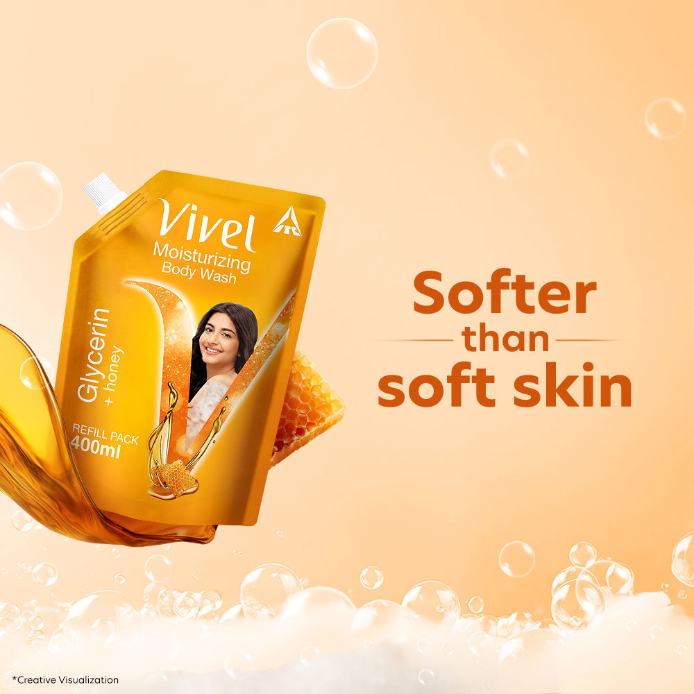 Vivel Moisturizing Bodywash Glycerin + Honey Refill Pack, 400ml Buy at Indicrest Image 4