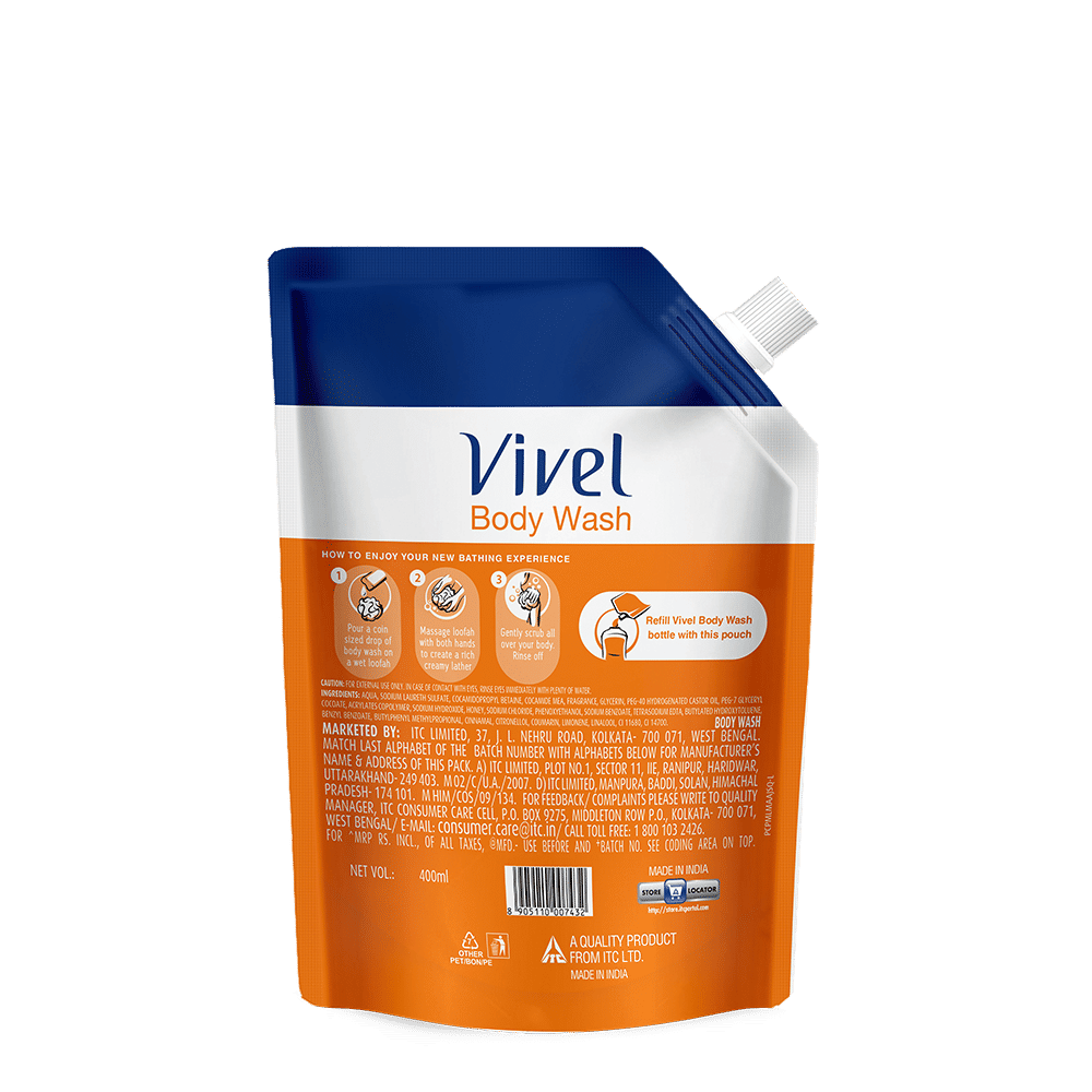 Vivel Moisturizing Bodywash Glycerin + Honey Refill Pack, 400ml Buy at Indicrest Image 5