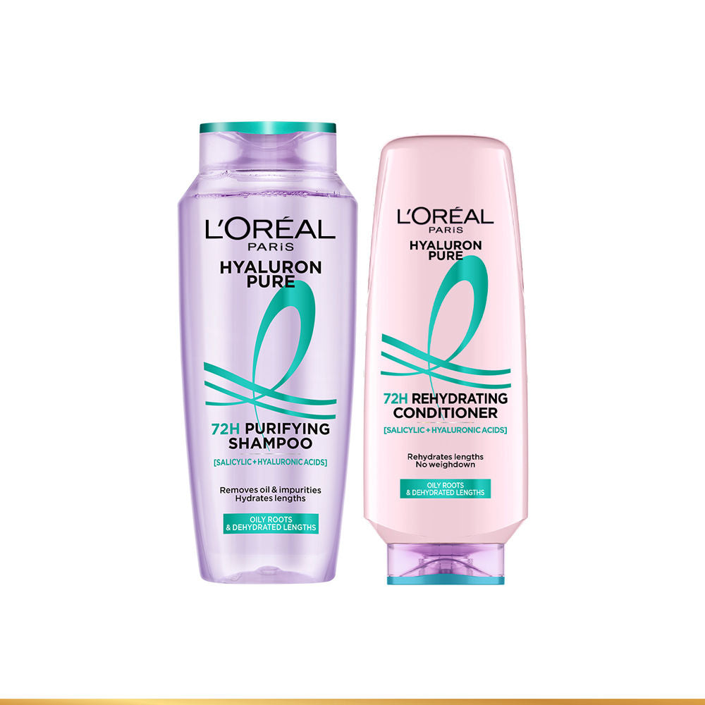 L'Oreal Paris Hyaluron Pure 2 - Step Haircare Regime For 72H Oil - Free Scalp & Hydrated Hair Shampoo, 340ml + Conditioner, 175ml Combo, 2 pieces Buy at Indicrest Image 7