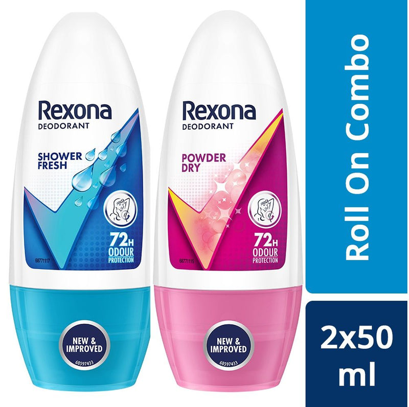 Rexona Shower Fresh Underarm Odour Protection + Powder Dry Underarm Odour Protection Roll On Combo Buy at Indicrest