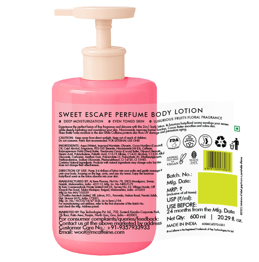 Mcaffeine Sweet Escape Perfume Body Lotion, 600ml - Image 11 - Buy from Indicrest