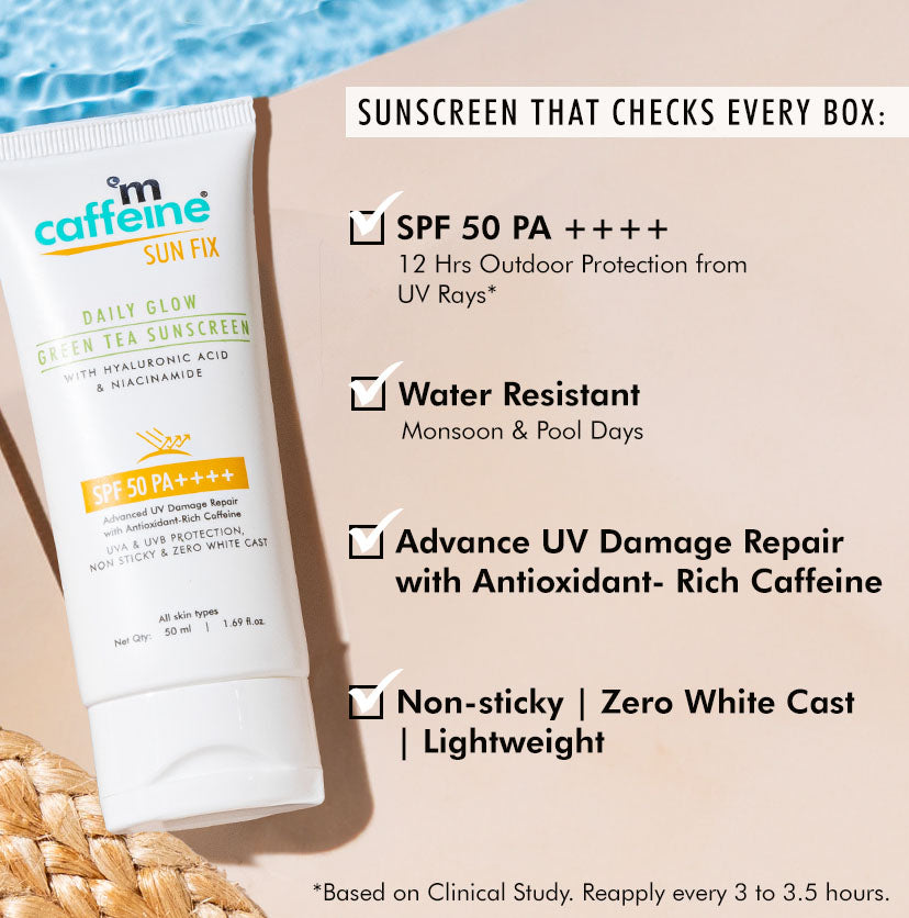 Mcaffeine Green Tea Sunscreen SPF 50 PA++++ with Niacinamide, 50ml - Image 3 - Buy from Indicrest