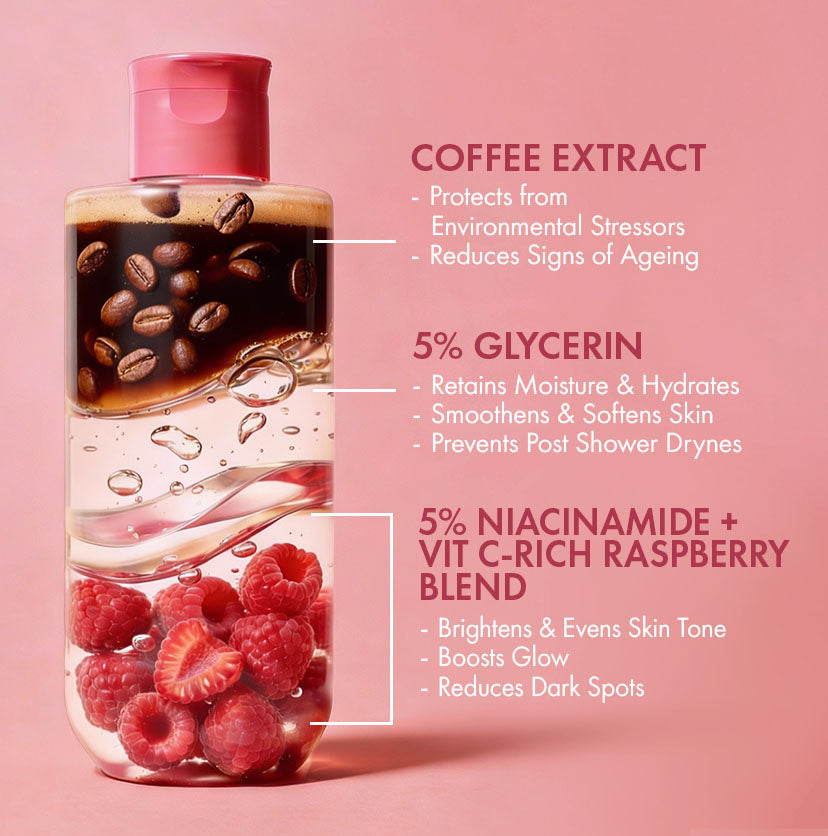 Mcaffeine Brightening Body Wash | 5% Niacinamide & Raspberry Extracts, 300ml - Image 4 - Buy from Indicrest