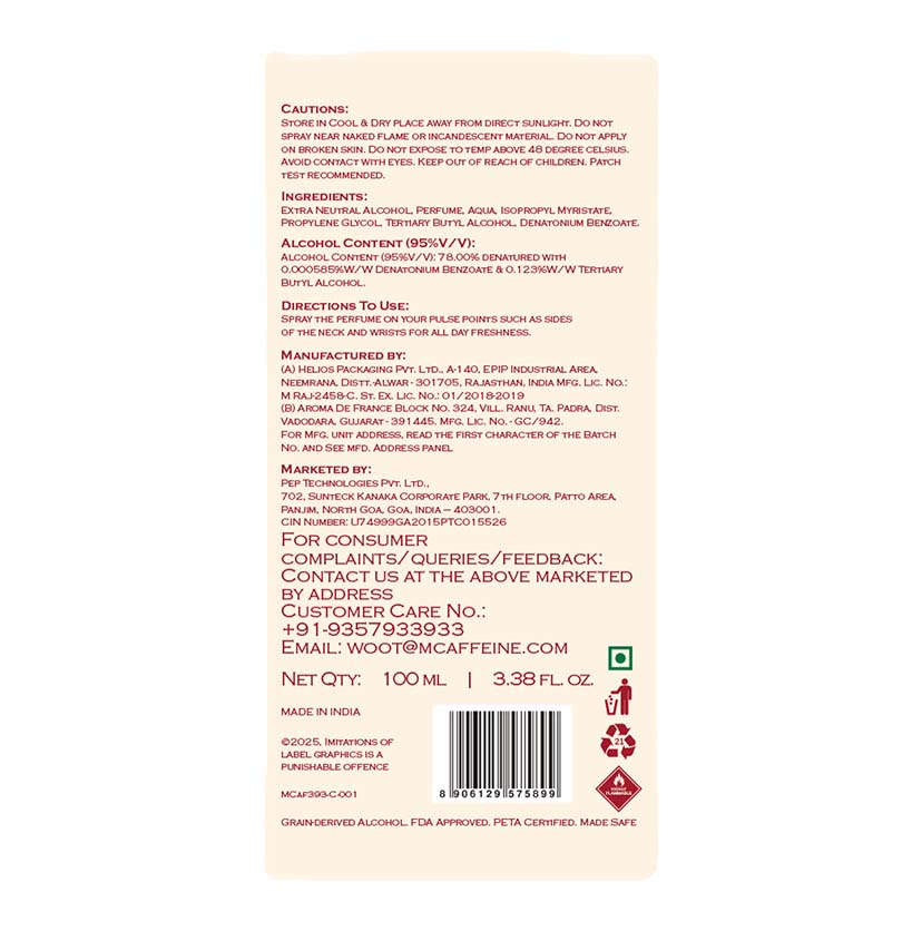 Mcaffeine Bite of Desire Perfume for Women- Vanilla & Lavender, 100ml - Image 8 - Buy from Indicrest