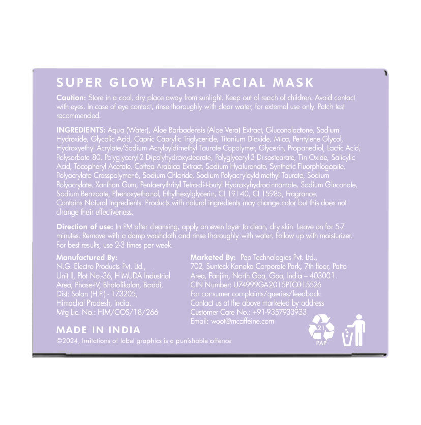Mcaffeine Superglow Flash Facial 25% AHA+BHA+PHA Face Mask, 50g - Image 9 - Buy from Indicrest