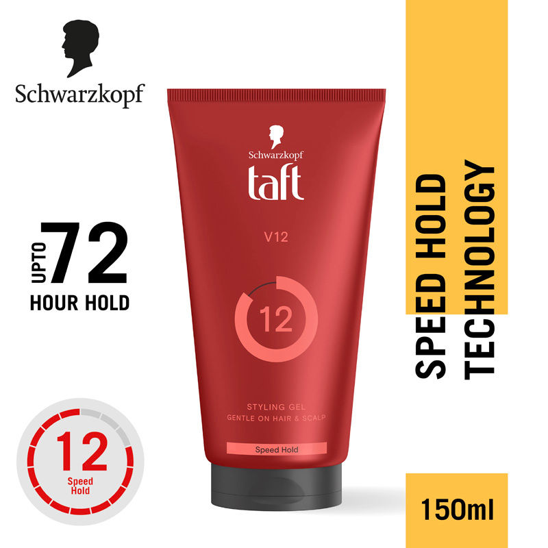 Schwarzkopf Taft Power V12 Hair Gel With Speed Hold Technology, Non-Stick & Easy To Wash Off, 150ml