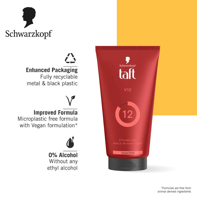 Schwarzkopf Taft Power V12 Hair Gel With Speed Hold Technology, Non-Stick & Easy To Wash Off, 150ml Buy at Indicrest Image 5