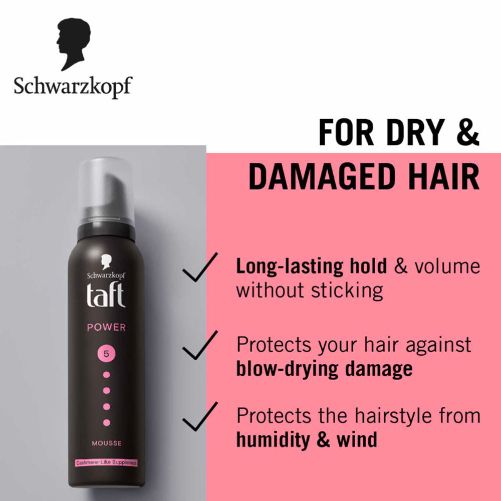 Schwarzkopf TAFT Power Hold 5 Hair Mousse To Controls Frizz, Lasts 24 Hours With No Stickiness, 200ml Buy at Indicrest Image 3