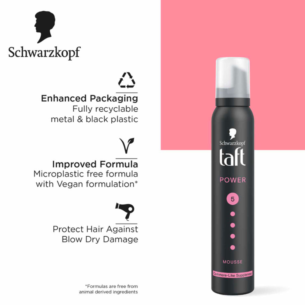 Schwarzkopf TAFT Power Hold 5 Hair Mousse To Controls Frizz, Lasts 24 Hours With No Stickiness, 200ml Buy at Indicrest Image 7