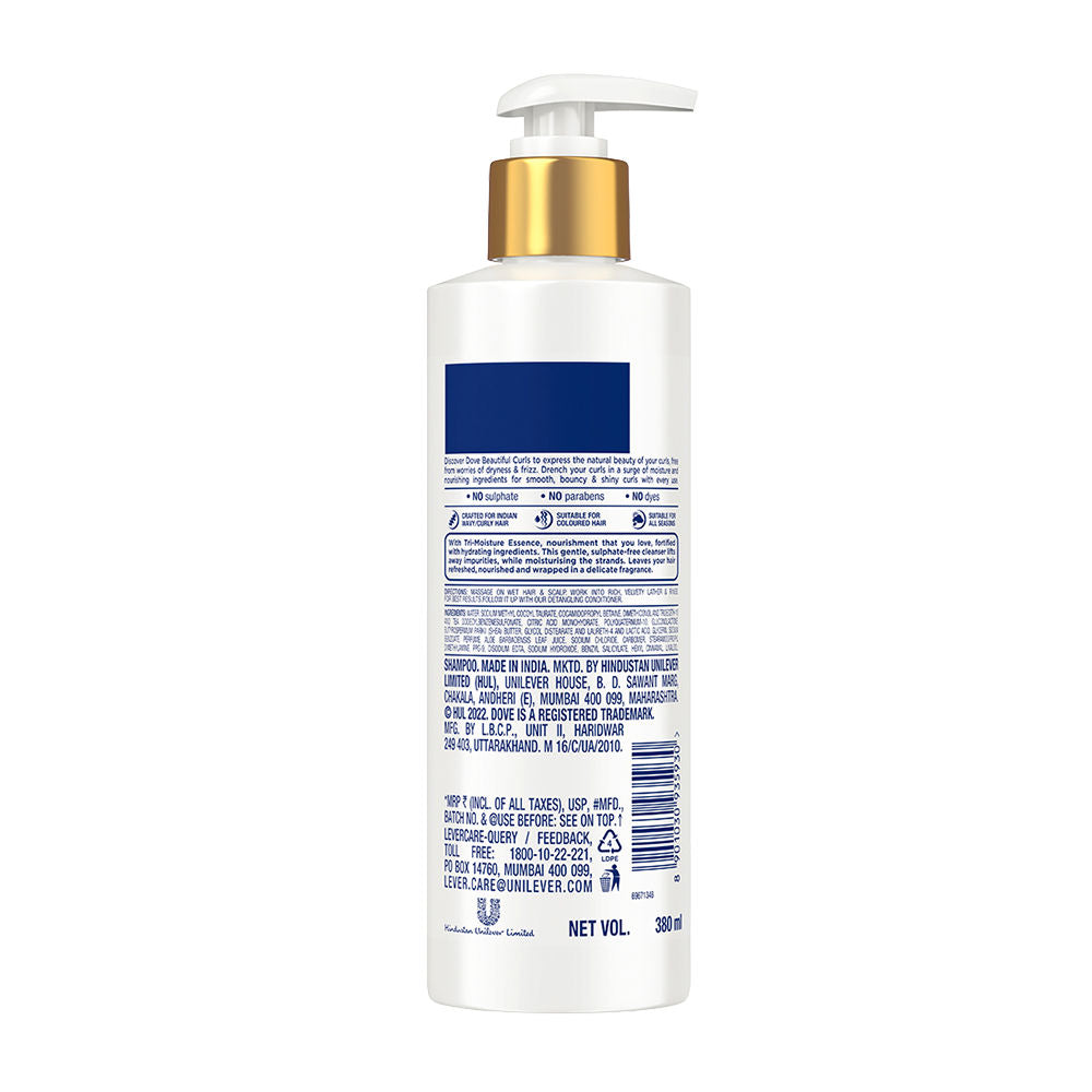 Dove Beautiful Curls Sulphate Free Hydrating Shampoo, With Tri-Moisture Essence For, Bouncy Curls, 380ml Buy at Indicrest Image 11