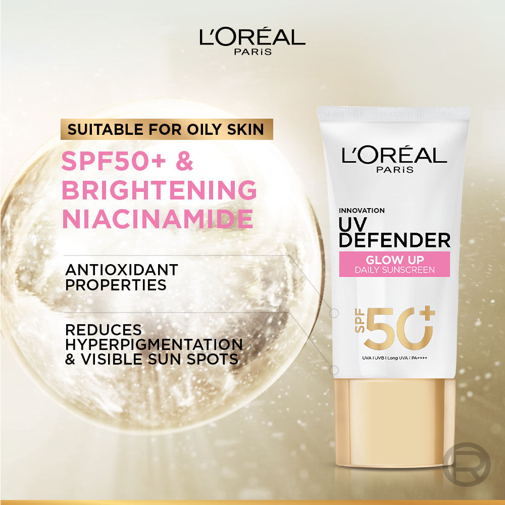 L'Oreal Paris UV Defender Serum Protector Sunscreen With SPF 50+ PA++++ Bright & Clear, 50ml Buy at Indicrest Image 3