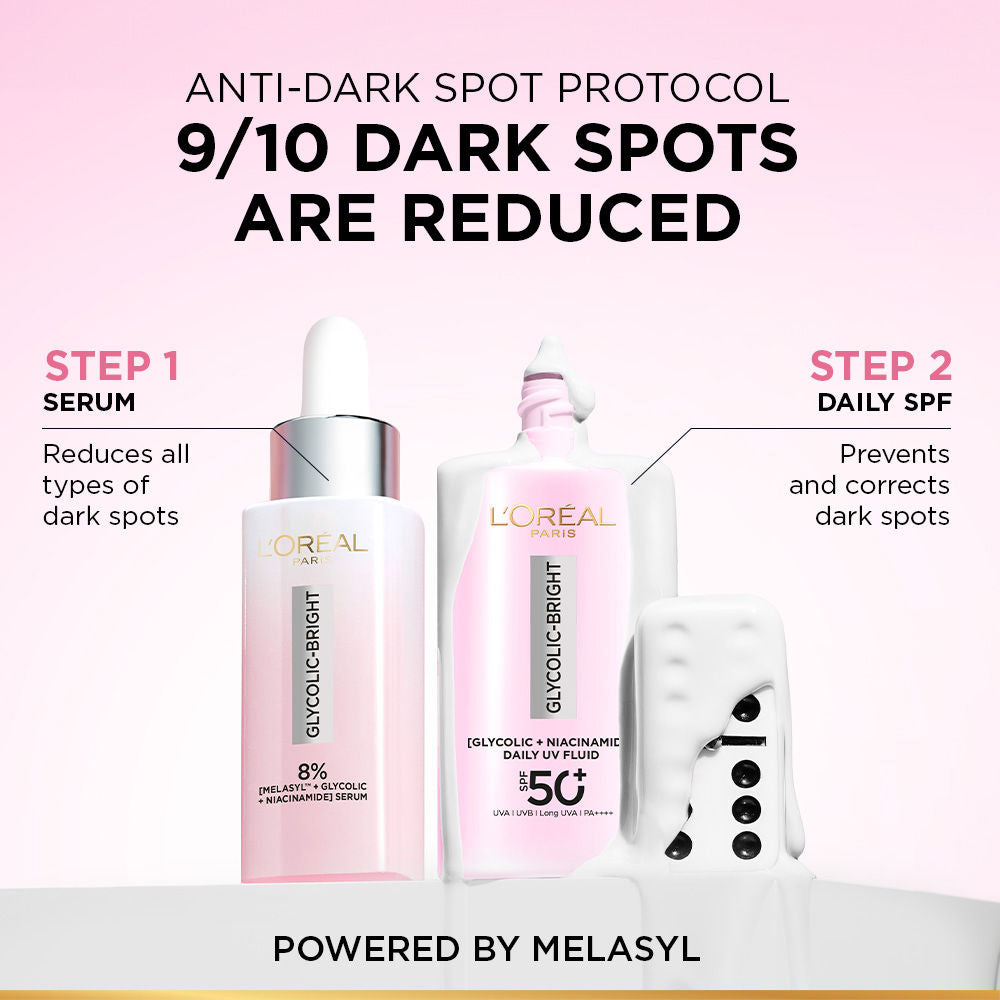 L'Oreal Paris Glycolic-Bright UV Fluid SPF 50+ PA++++ Anti-Dark Spot Fluid Sunscreen, 50ml Buy at Indicrest Image 5