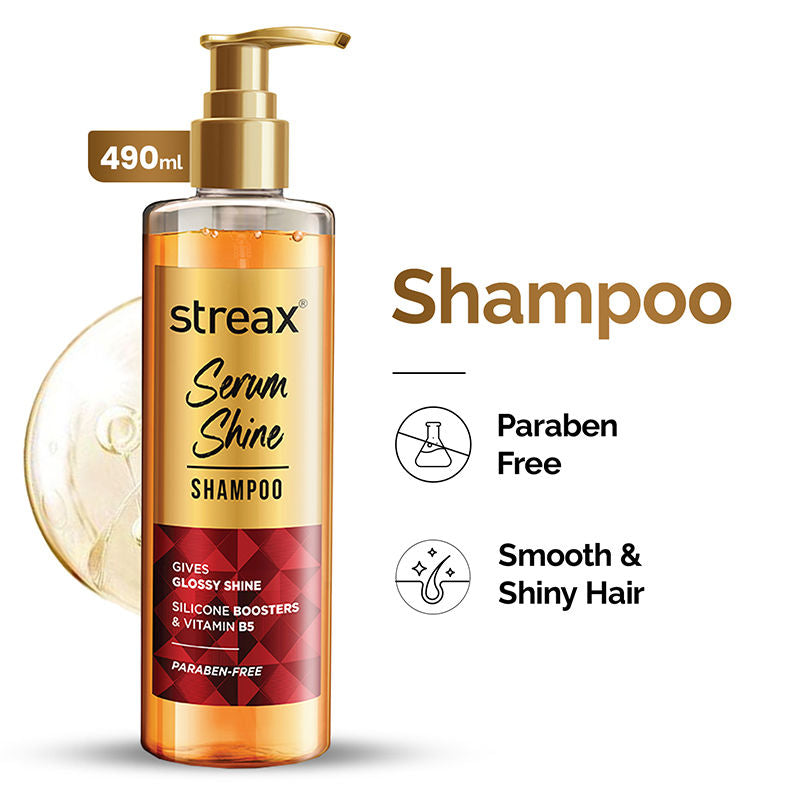 Streax Serum Shine Paraben Free Shampoo For Dry & Frizzy Hair, 490ml Buy at Indicrest