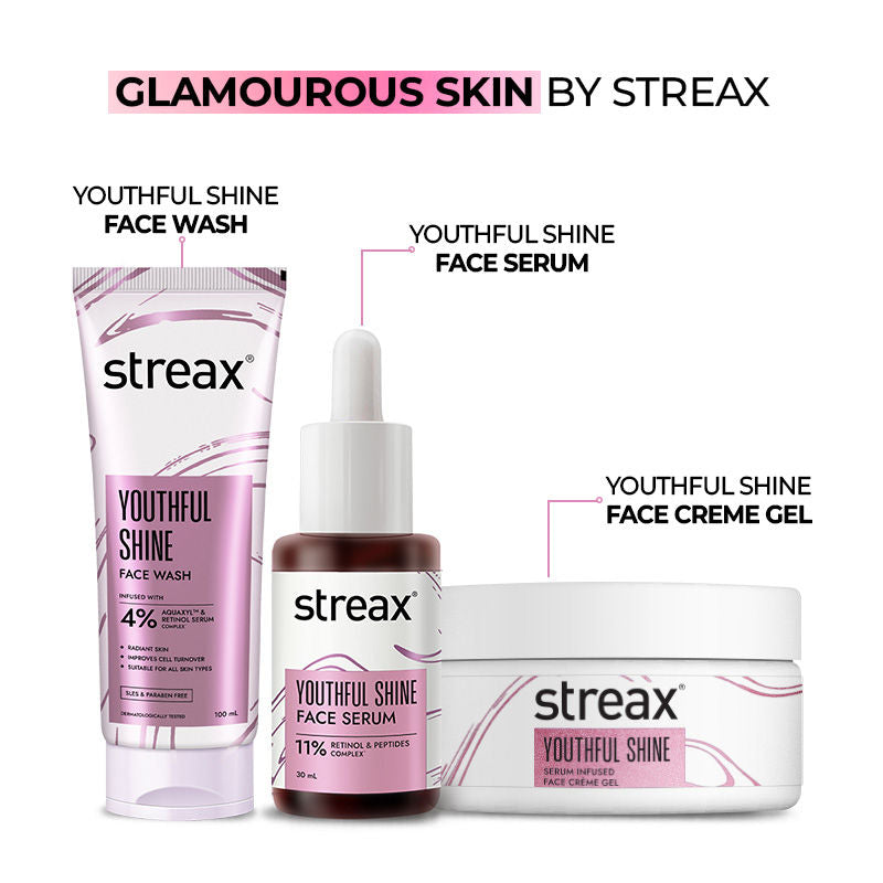 Streax Youthful Shine Face Serum With 11% Retinol Peptide Complex, Reduces Fine Lines & Wrinkles, 30ml Buy at Indicrest Image 2