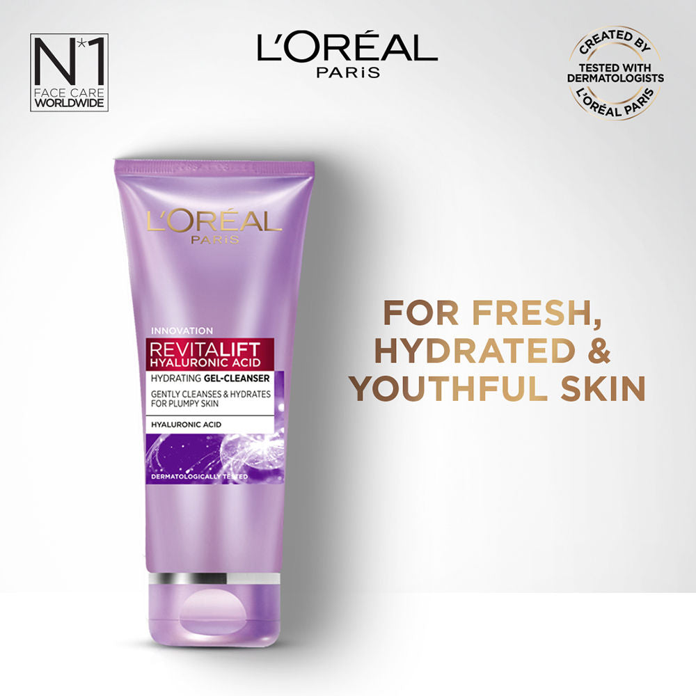 L'Oreal Paris Revitalift Gel Cleanser, For Fresh, Hydrated & Youthful Skin, with Hyaluronic Acid, 50ml Buy at Indicrest Image 3