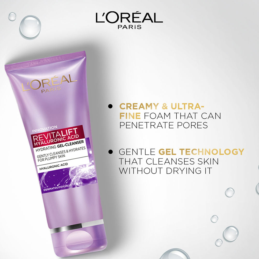 L'Oreal Paris Revitalift Gel Cleanser, For Fresh, Hydrated & Youthful Skin, with Hyaluronic Acid, 50ml Buy at Indicrest Image 5