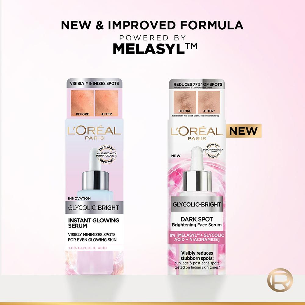 L'Oreal Paris Glycolic Bright 8% [Melasyl + Niacinamide] Face Serum for Brightening Dark Spots, 30ml Buy at Indicrest Image 11