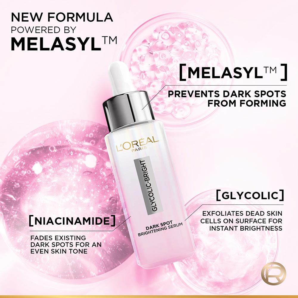 L'Oreal Paris Glycolic Bright 8% [Melasyl + Niacinamide] Face Serum for Brightening Dark Spots, 30ml Buy at Indicrest Image 4
