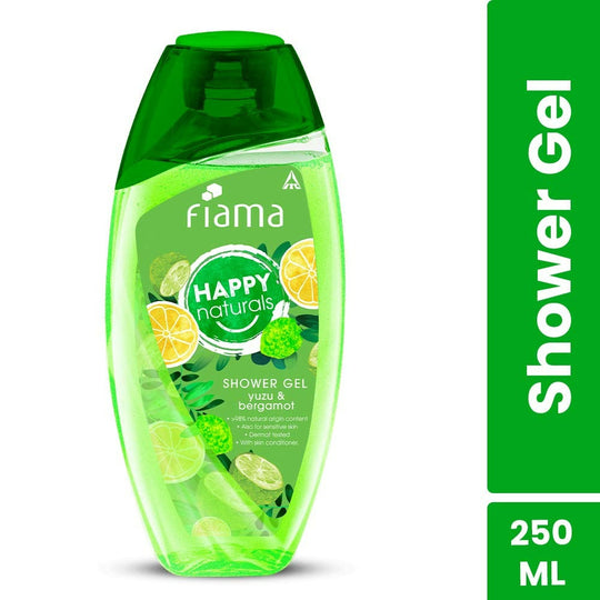 Fiama Happy Naturals Shower Gel, Yuzu & Bergamot Bodywash, 97% Natural for Sensitive Skin, 250ml Buy at Indicrest