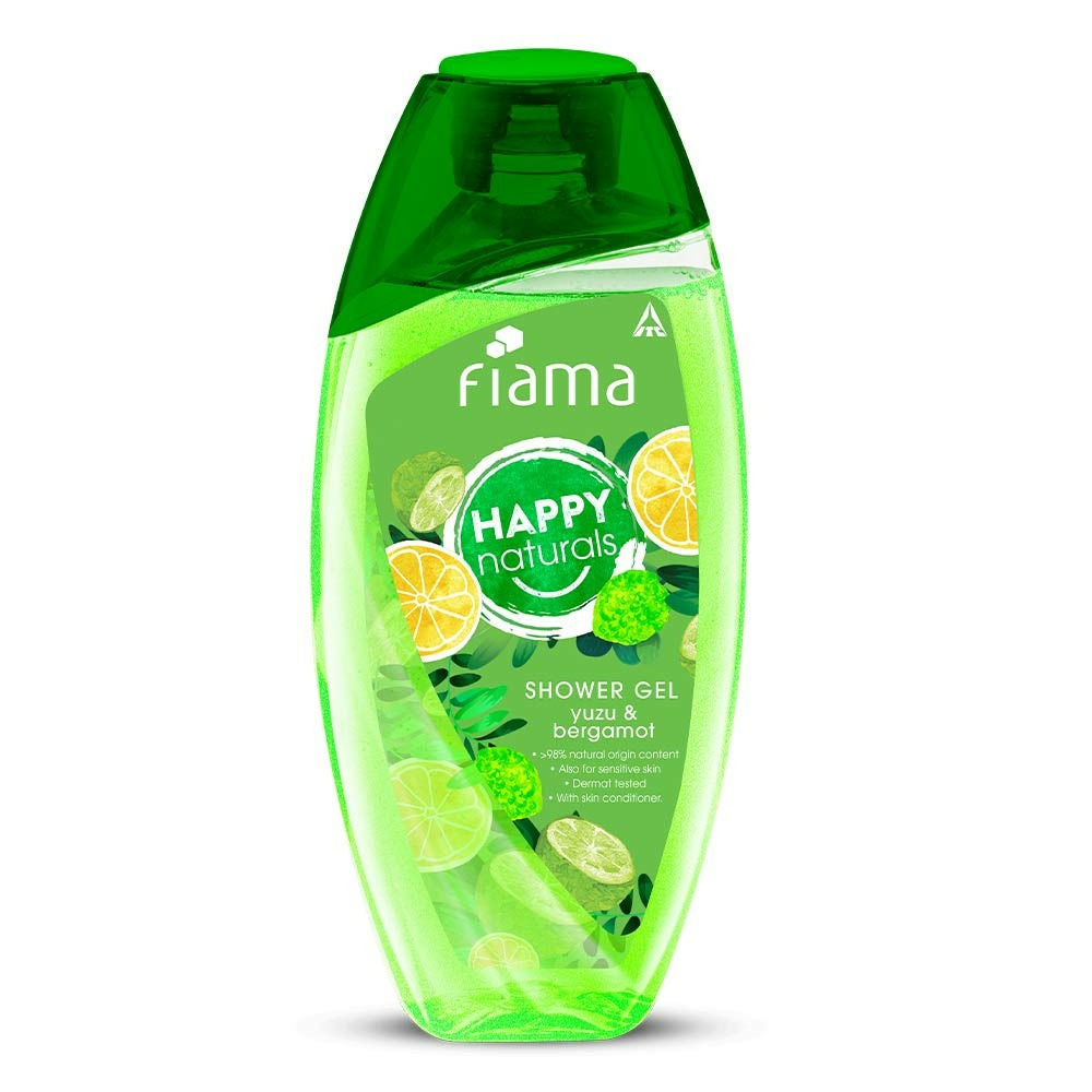 Fiama Happy Naturals Shower Gel, Yuzu & Bergamot Bodywash, 97% Natural for Sensitive Skin, 250ml Buy at Indicrest Image 2