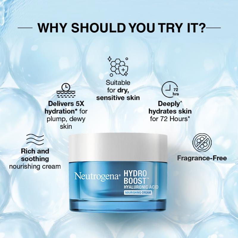 Neutrogena AM PM Routine Hydro Boost Hyaluronic Acid Water Gel 72 Hr Hydration For Dry Skin, Water Gel 50g + Night Cream 50g