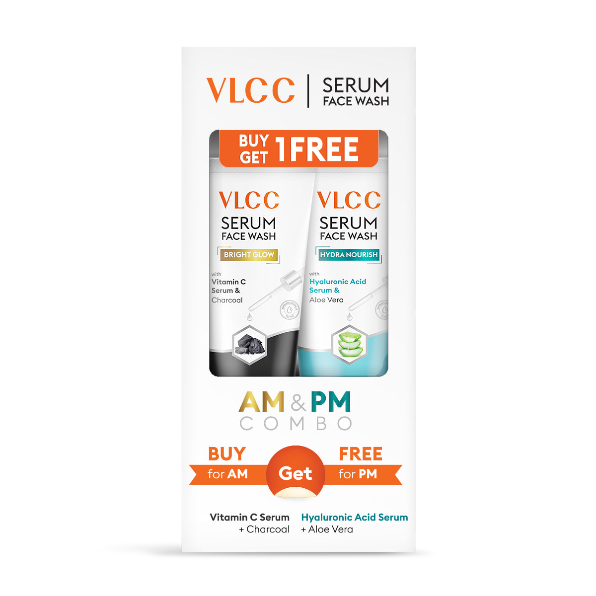 VLCC Vitamin C and Charcoal Serum Face Wash for AM and Aloe Vera Serum Face Wash for PM - Image 3 - Buy from Indicrest