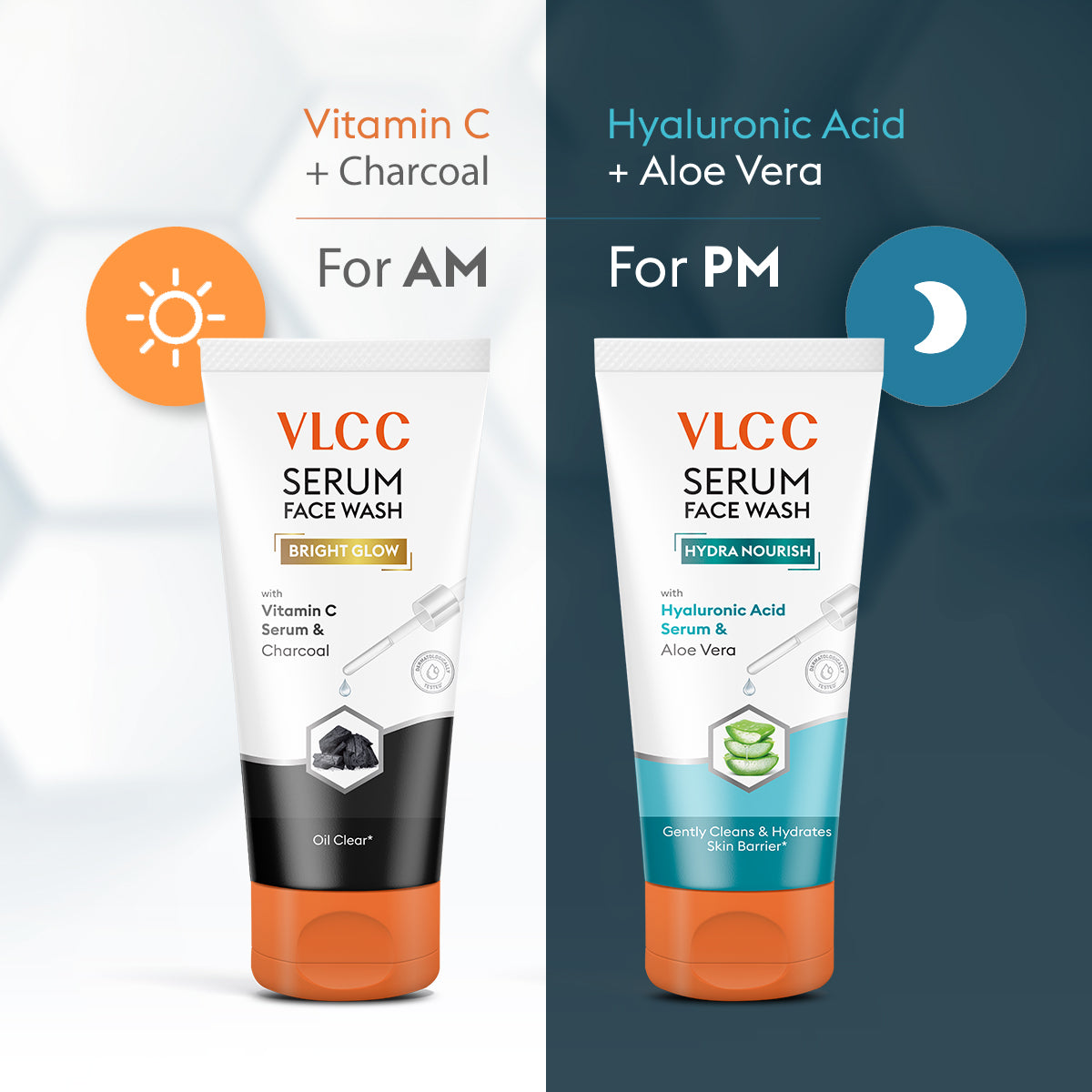 VLCC Vitamin C and Charcoal Serum Face Wash for AM and Aloe Vera Serum Face Wash for PM - Image 4 - Buy from Indicrest