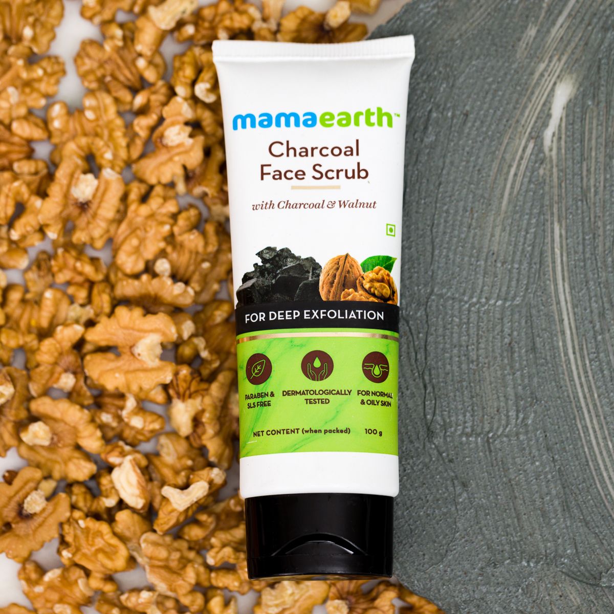 Mamaearth Charcoal Face Scrub For Oily Skin and Normal skin, with Charcoal and Walnut for Deep Exfoliation, 100g - Image 2 - Buy from Indicrest