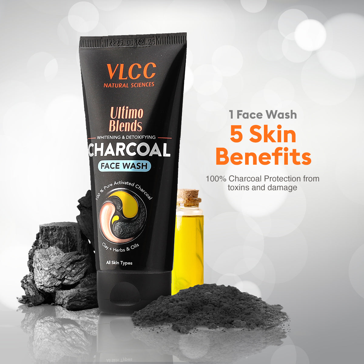 VLCC Ultimo Blends Charcoal Face Wash for Whitening and Detoxifying - 100 ml - Image 2 - Buy from Indicrest