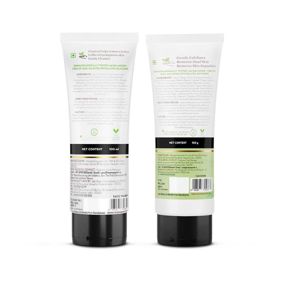 Mamaearth Charcoal Face Wash and Scrub Combo, 100ml + 100ml - Image 2 - Buy from Indicrest