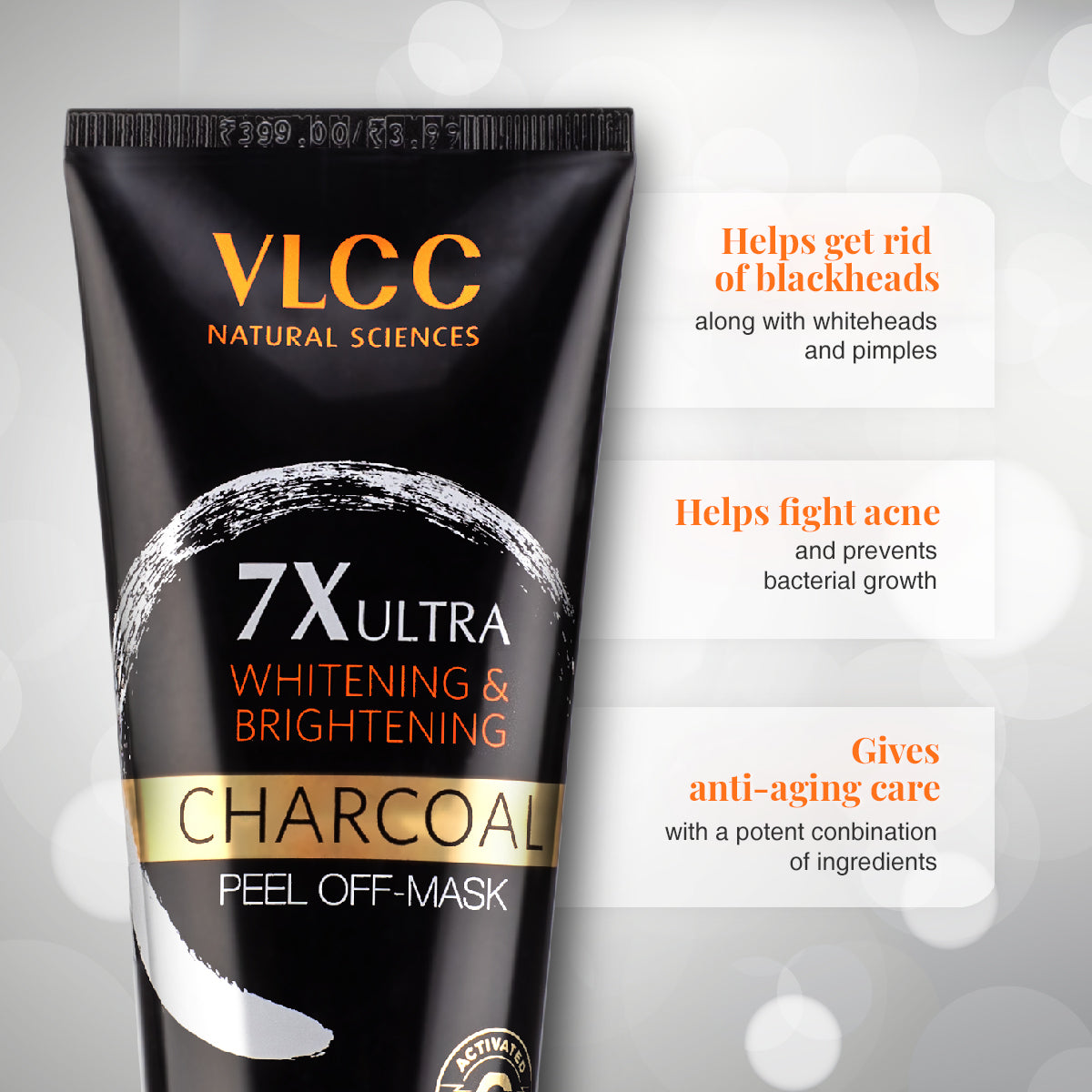 VLCC 7X Ultra Whitening and Brightening Charcoal Peel Off Mask - 100 g - Image 3 - Buy from Indicrest