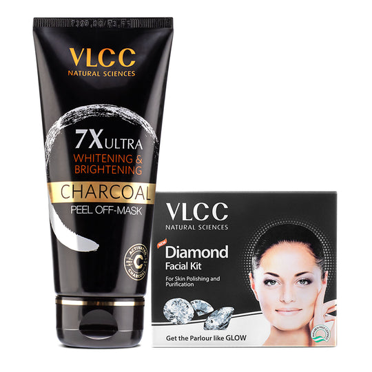 VLCC 7X Ultra Whitening and Brightening Charcoal Peel Off Mask and Diamond Facial Kit - Buy from Indicrest