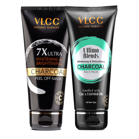 VLCC 7X Ultra Whitening and Brightening Charcoal Peel Off Mask and Ultimo Blends Charcoal Face Pack - Buy from Indicrest