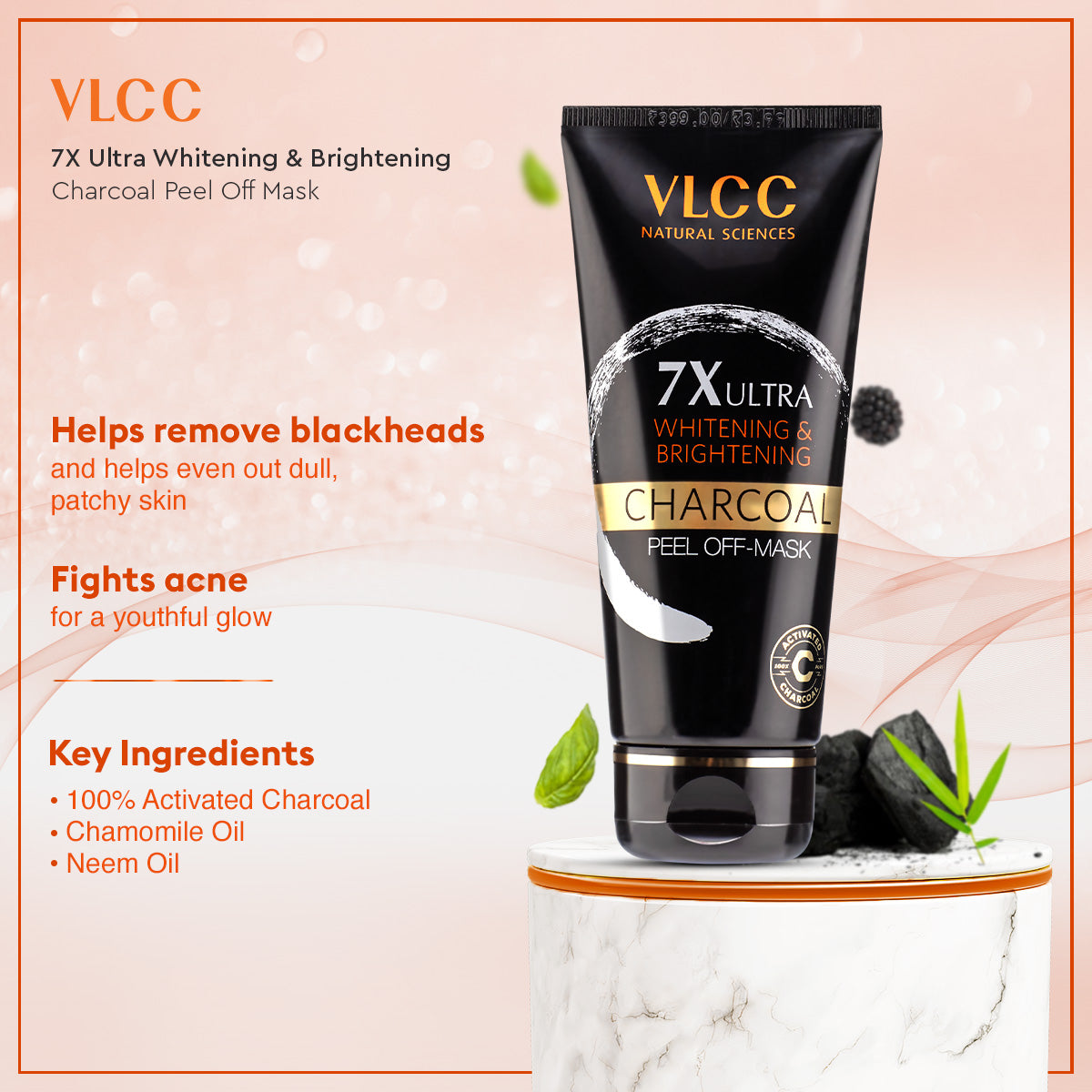 VLCC Charcoal Peel Off Mask 7X Ultra Whitening and Brightening and Vitamin C Day Cream SPF30 - Image 2 - Buy from Indicrest
