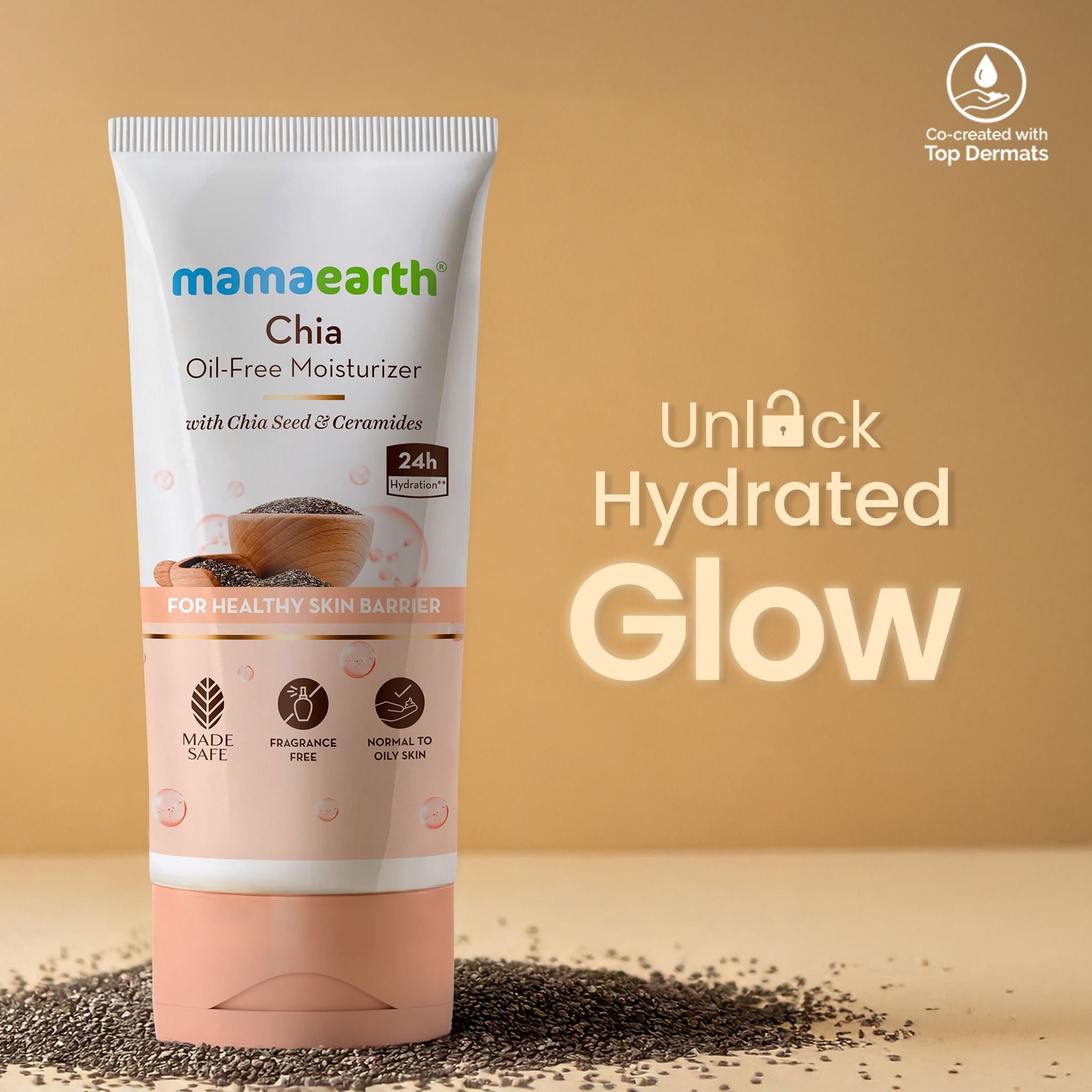 Mamaearth Chia Oil-Free Moisturizer with Chia Seed & Ceramides for Hydrated Glow, 80g - Image 2 - Buy from Indicrest