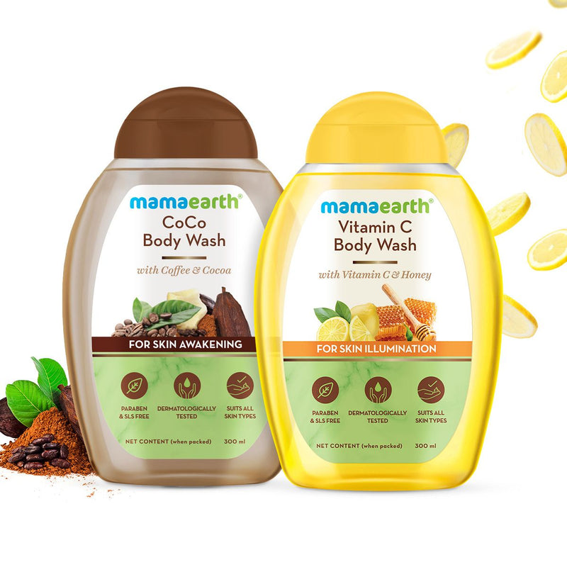 Mamaearth Body Wash Combo: Vitamin C Body Wash and CoCo Body Wash, 2 X 300ml - Buy from Indicrest