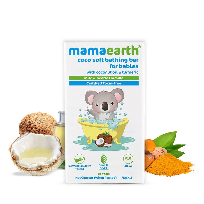 Mamaearth Coco Soft Bathing Bar for Babies with Coconut Oil & Turmeric for Babies, Pack of 2 X 75g - Buy from Indicrest
