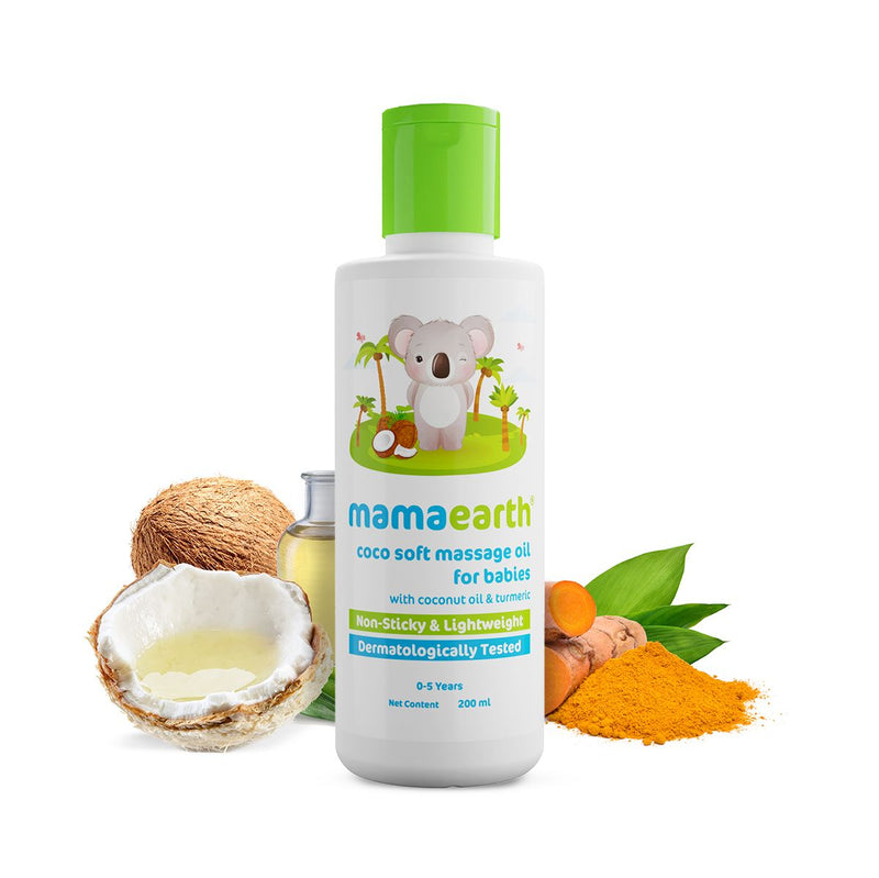 Mamaearth Coco Soft Massage Oil with Coconut & Turmeric Oil for Babies, 200ml - Buy from Indicrest