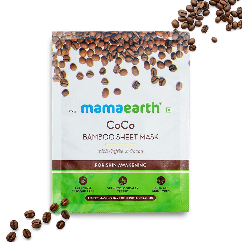 Mamaearth CoCo Bamboo Sheet Mask with Coffee and Cocoa for Skin Awakening, 25g - Buy from Indicrest