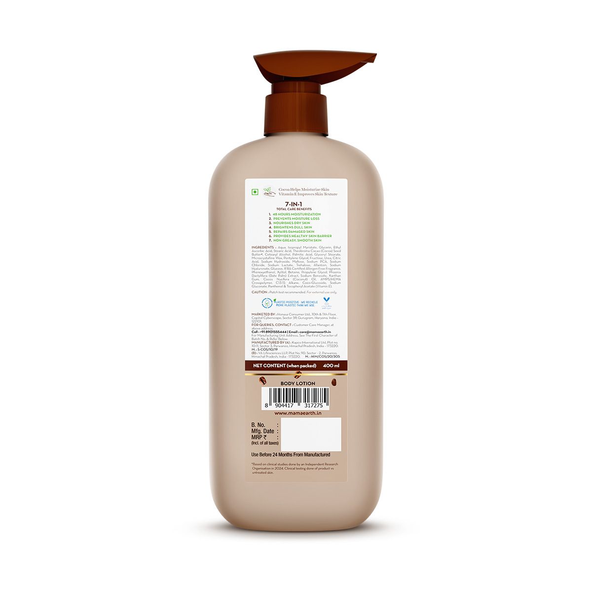Mamaearth Cocoa Rich Moisturizing Body Lotion with Cocoa Butter & Vitamin E for Intense Moisturization, 400ml - Image 8 - Buy from Indicrest