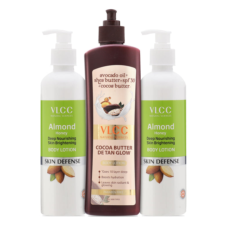 VLCC Cocoa Butter De-tan Glow SPF 30 PA+++ and Almond Honey Skin Brightening Body Lotion - Buy from Indicrest