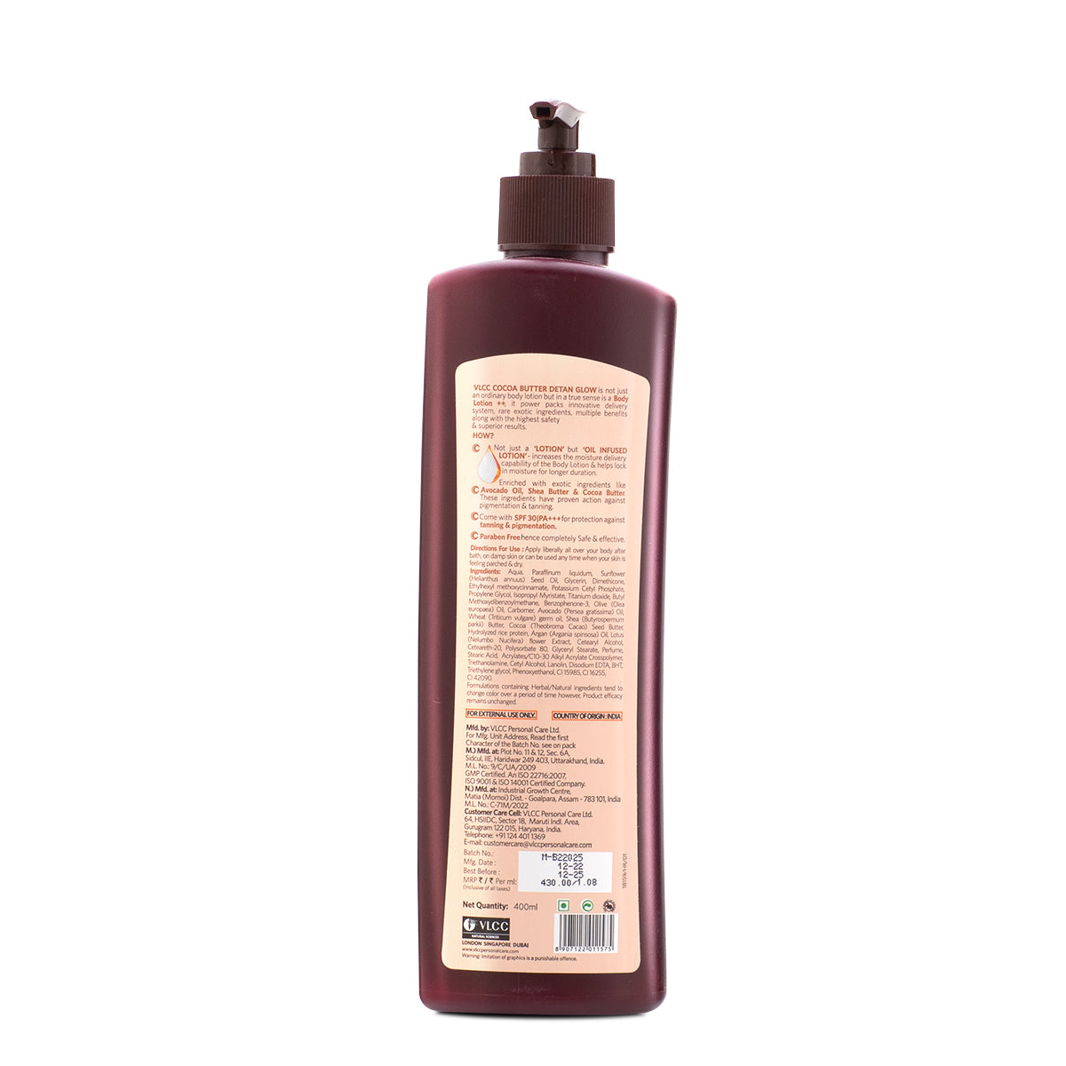 VLCC Cocoa Butter De-Tan Glow Body Lotion SPF 30 Pa+++ - 400 ml - Image 6 - Buy from Indicrest