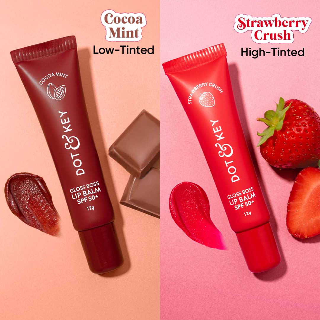 Dot & Key SPF 50+ Vitamin C + E Brightening Lip Balm - Pack of 2, (Strawberry Crush + Cocoa Nude)